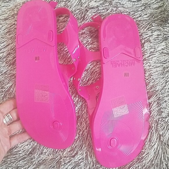 Michael Kors Jelly Gold Plate Thong Sandals I Size 8 - Picture 7 of 7